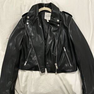 Nordstrom Avec Les Filles Black Leather Jacket size S